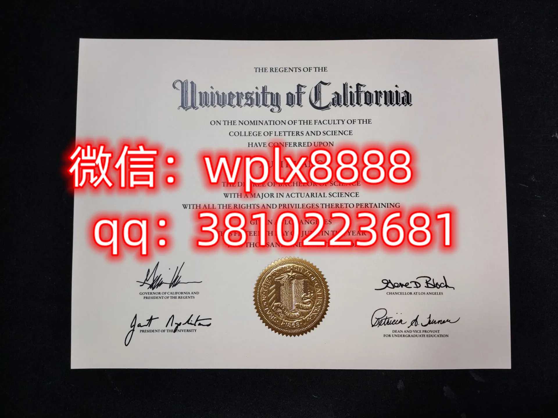 加州大学洛杉矶分校毕业证样本成绩单模板