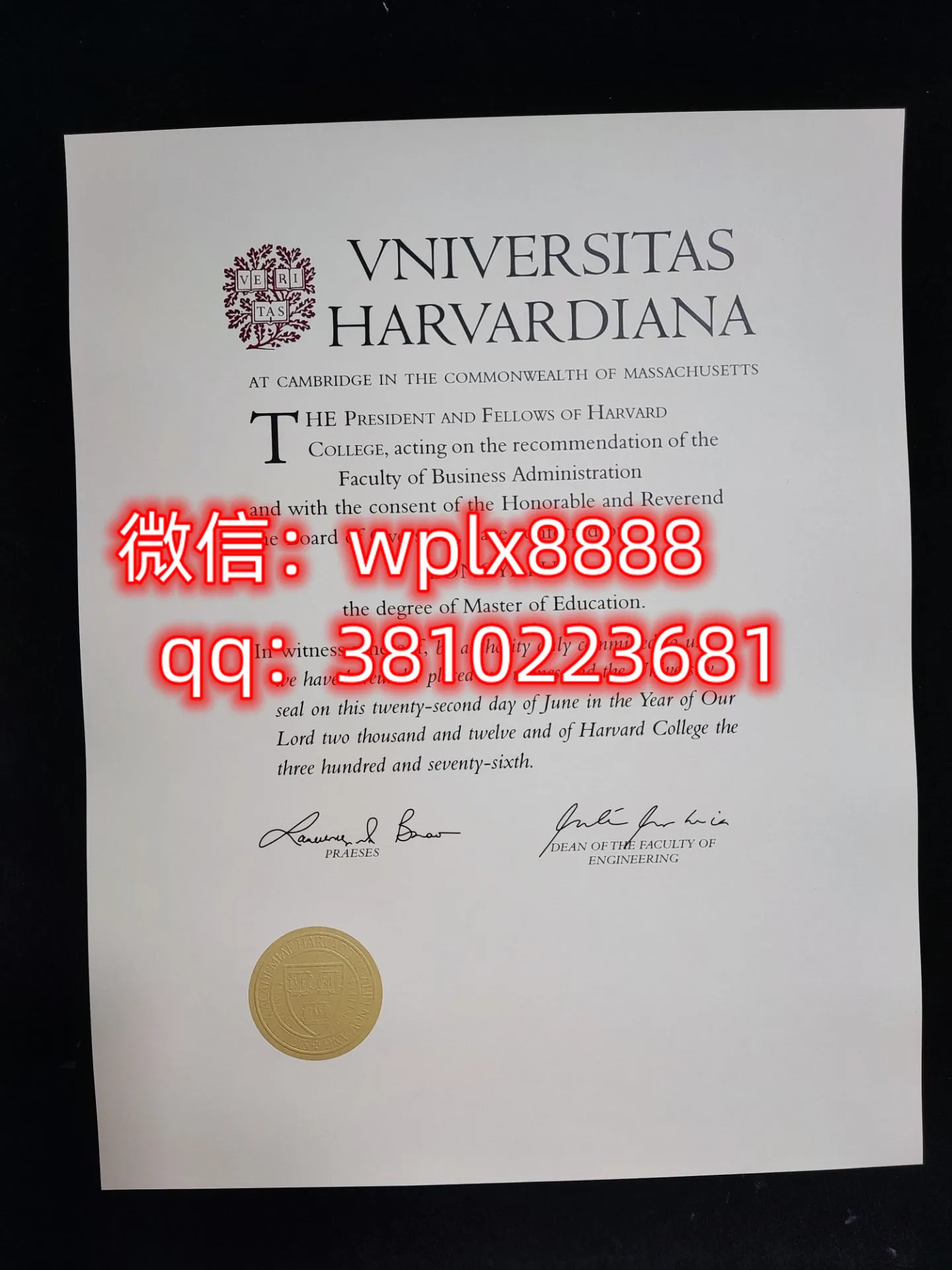 哈佛大学毕业证百科样板
