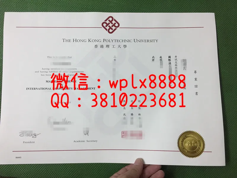 香港理工大学毕业证样本成绩单模板