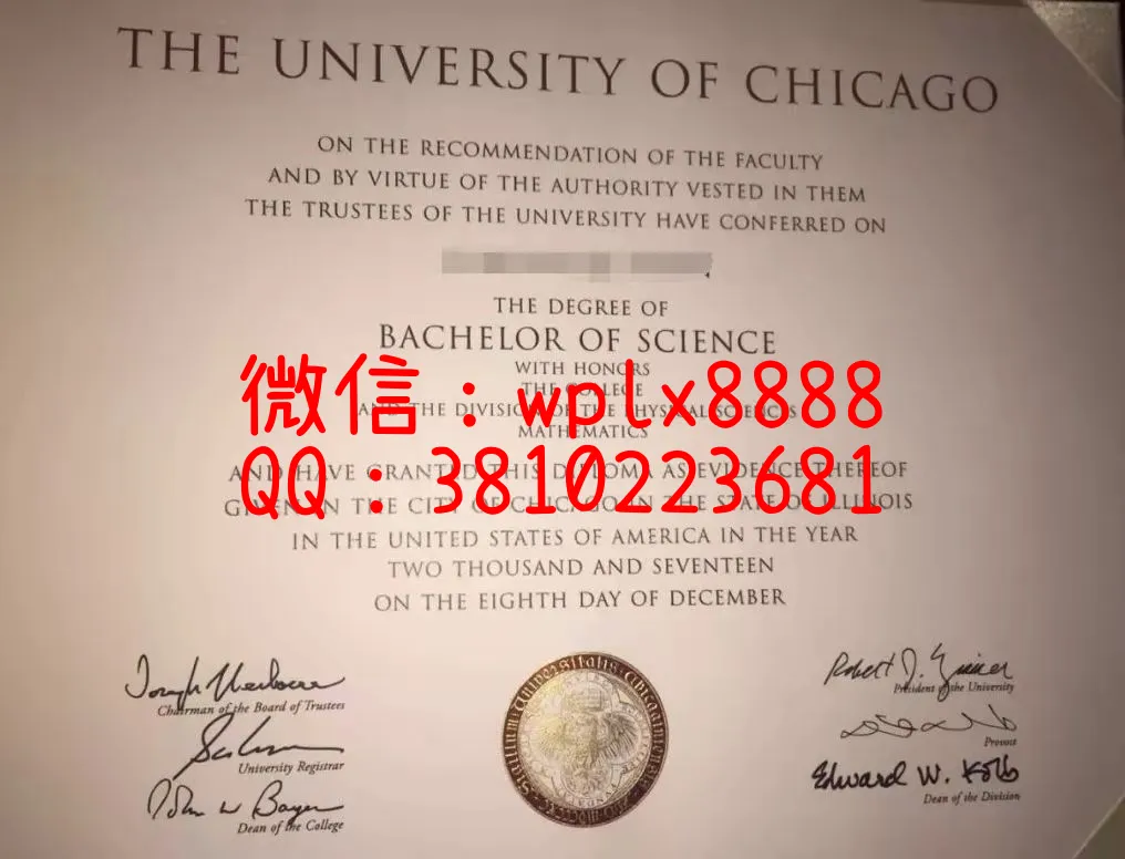 芝加哥大学毕业证样本成绩单模板