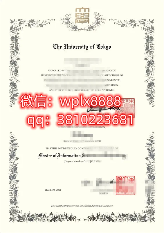 东京大学毕业证百科样板