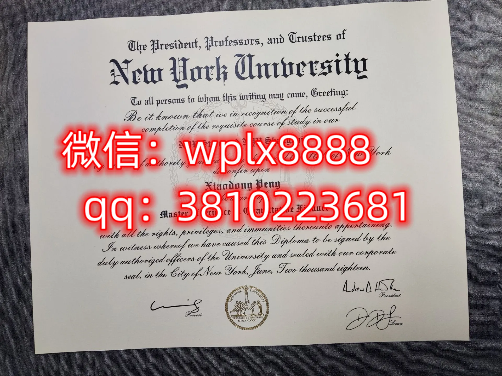 纽约大学毕业证百科样板