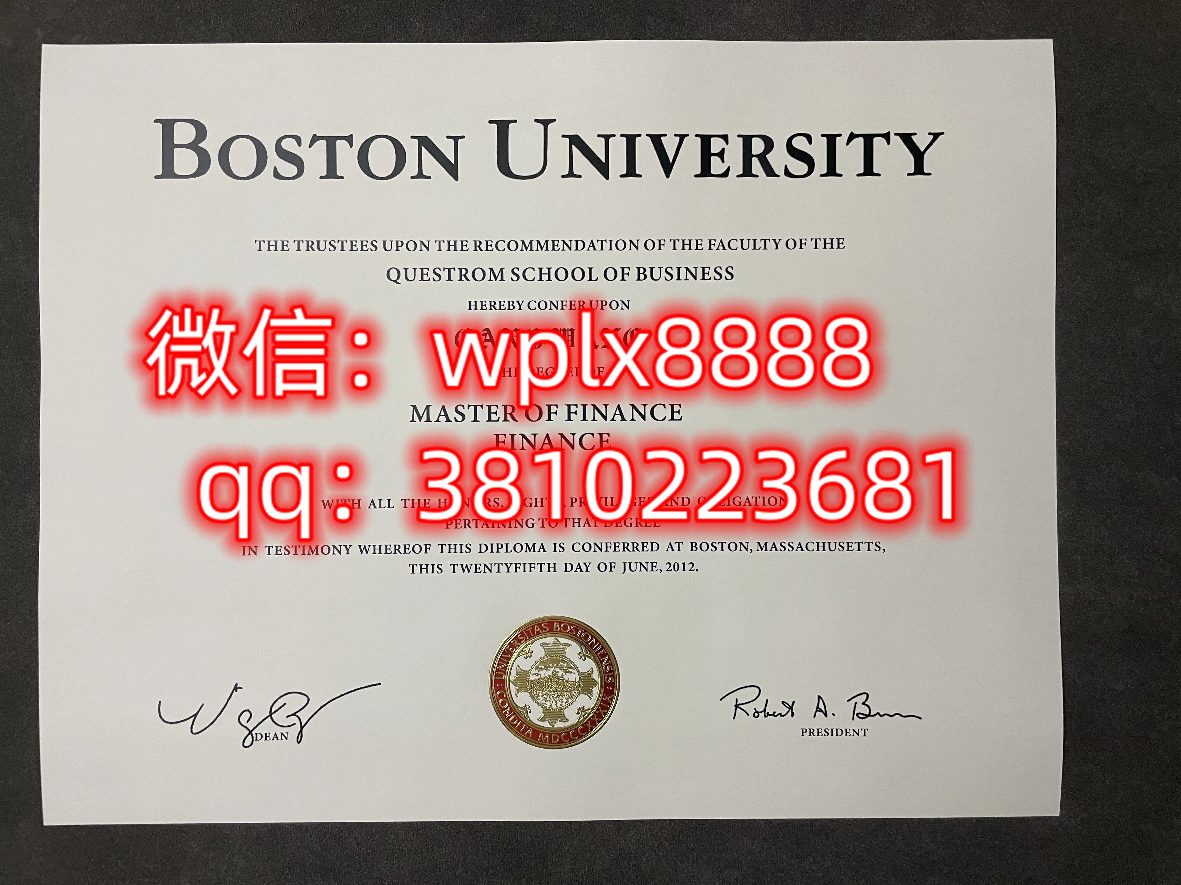波士顿大学毕业证百科样板