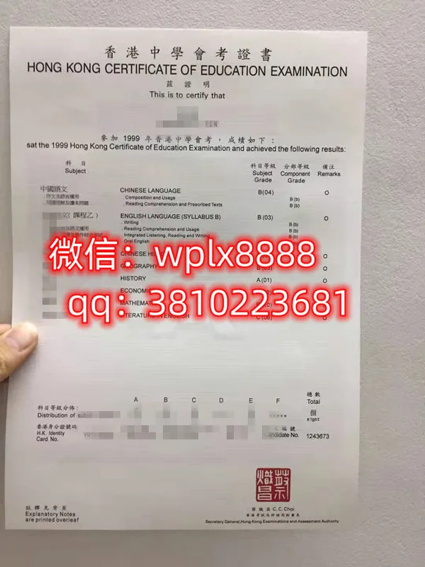 香港中学毕业证样本成绩单模板