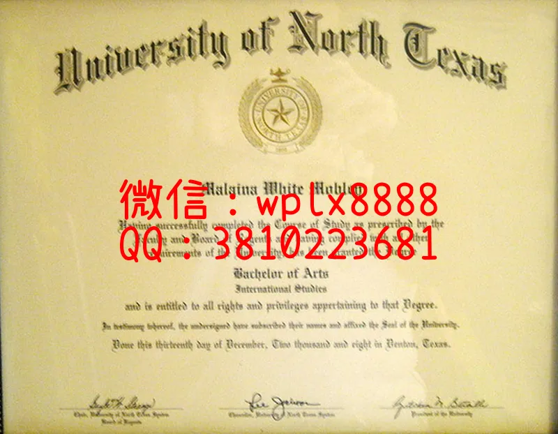 北德克萨斯大学毕业证样本成绩单模板