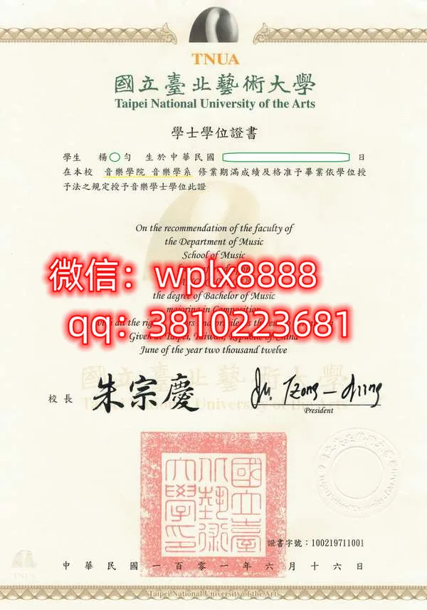 台北艺术大学毕业证样本成绩单模板