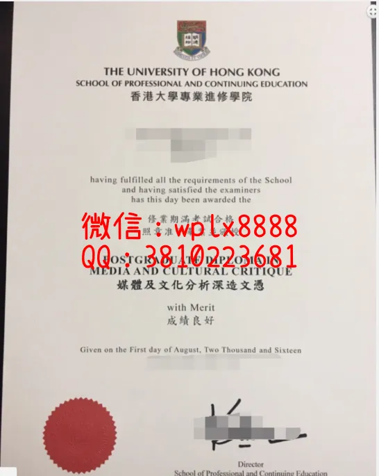 香港大学专业进修学院毕业证样本成绩单模板